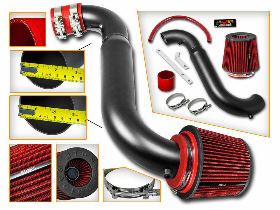 Short Ram Air Intake Kit MATT BLACK + RED Filter for 91-99 S-Series SC2/SL2/SW2