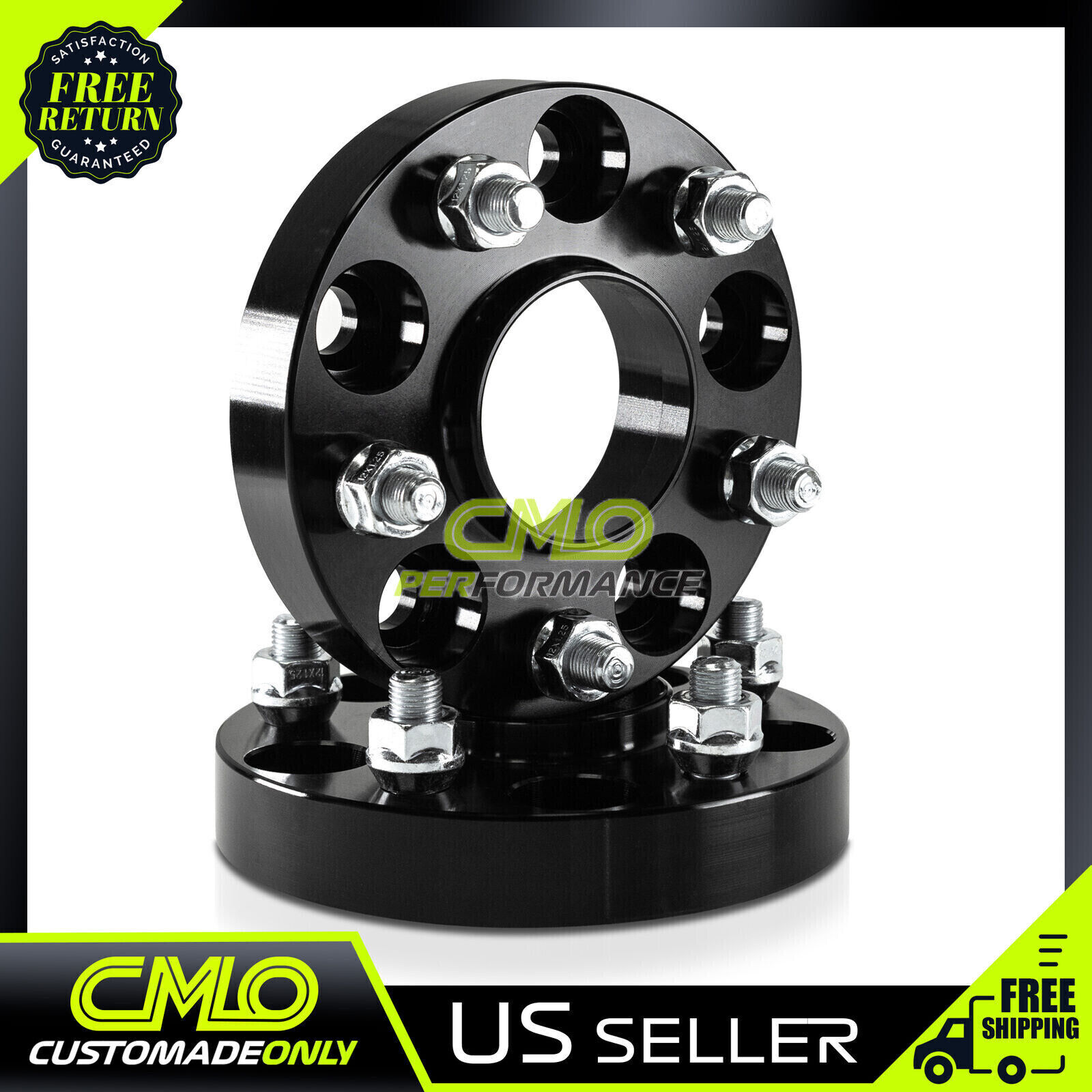 HUBCENTRIC BLACK WHEEL SPACERS 5X4.75 5X120.7 70.3 CB 12X1.5 25MM 1 INCH