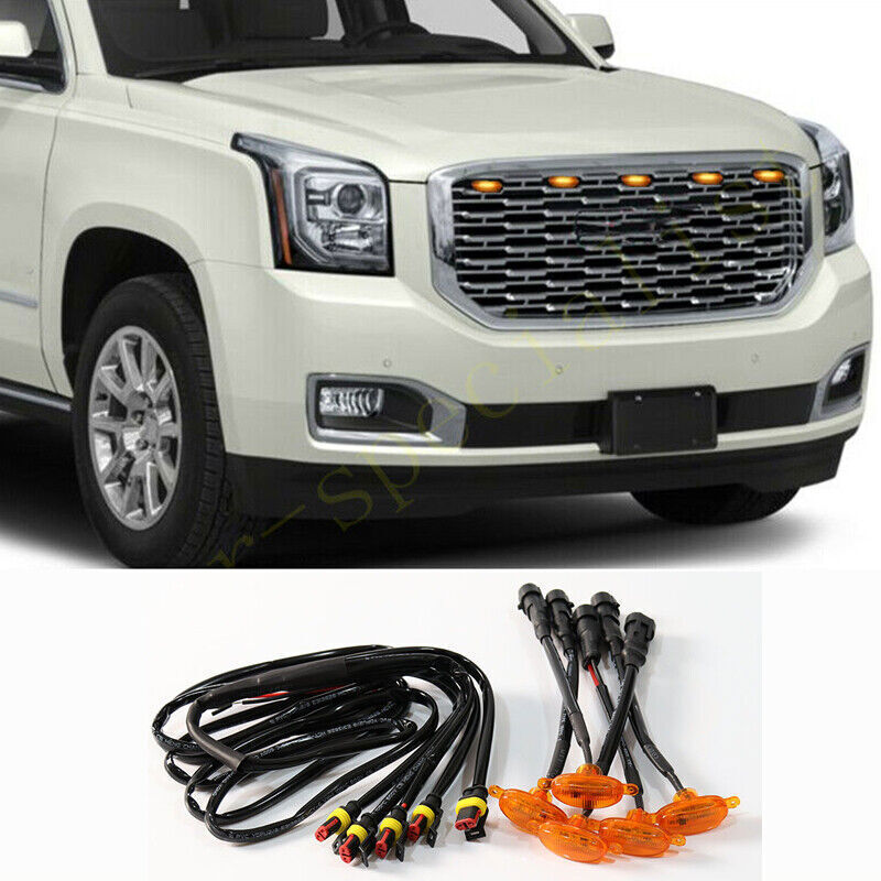 For GMC Yukon 2019-2024 yellow Raptor Style Front Grill LED Marker Light Kit