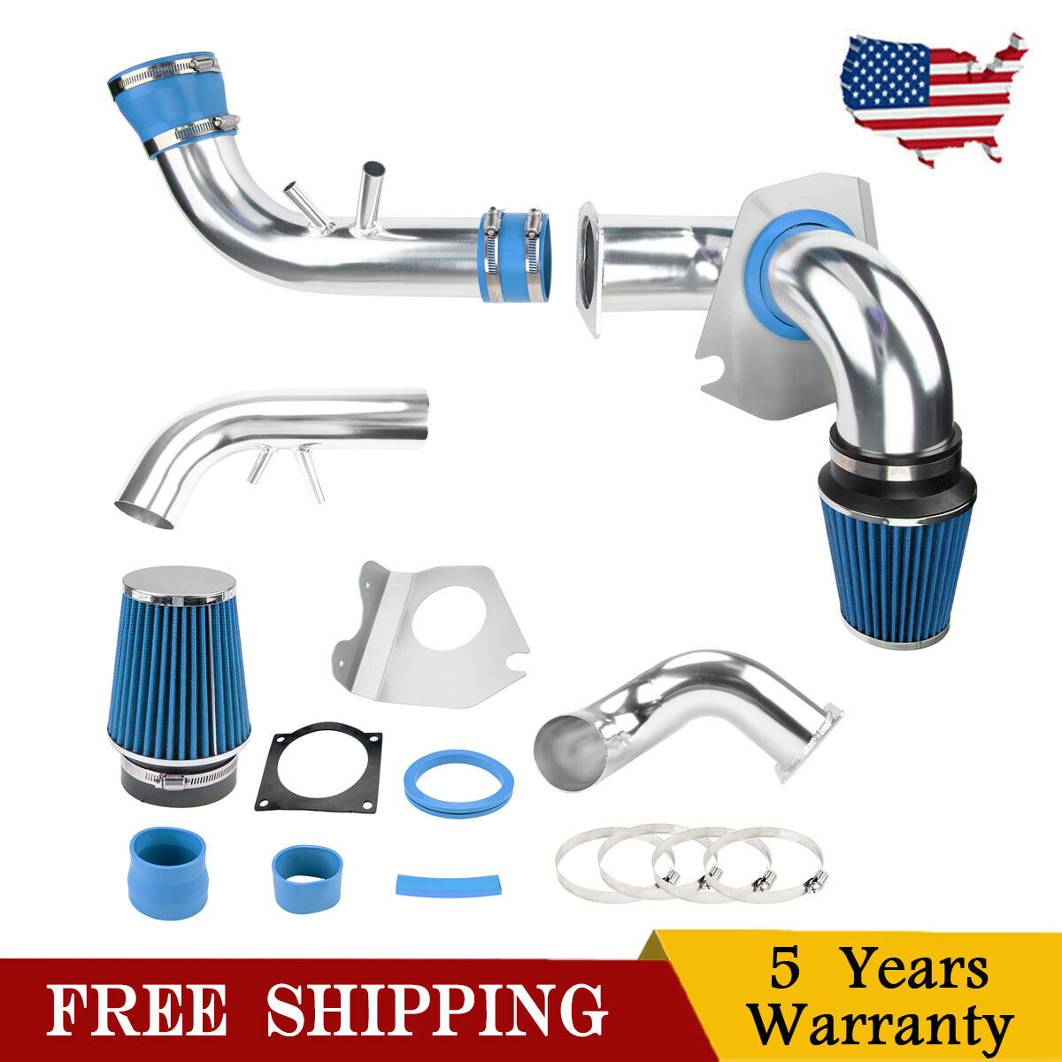 Cold Air Intake Kit +Filter Blue For Ford Mustang GT 1996-2002 2003 2004 4.6L V8