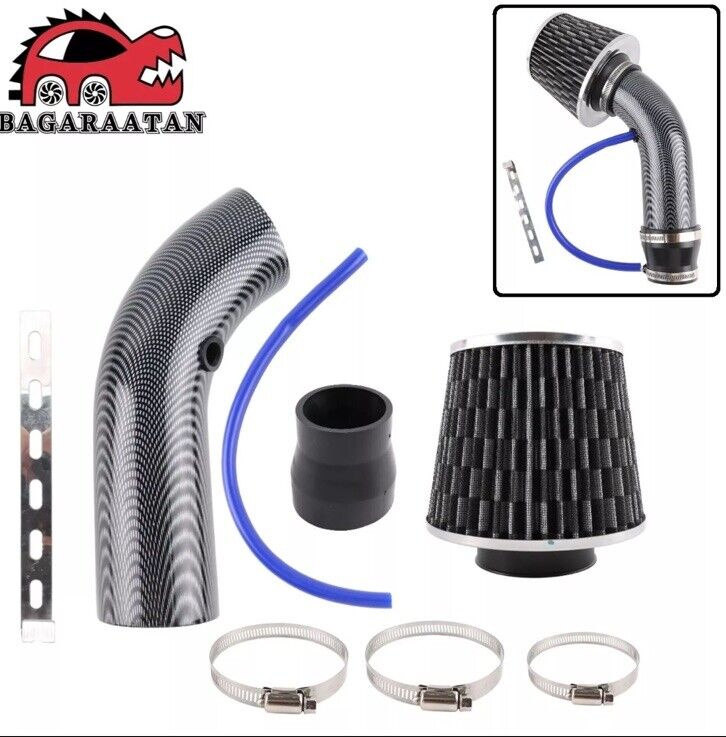 3'' Cold Air Intake Filter Induction Pipe Power Flow Hose System Carbon Fiber