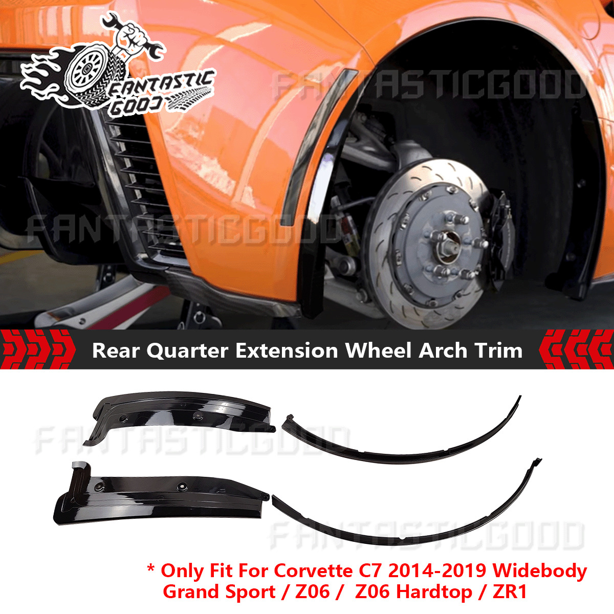 For Corvette C7 Z06 2014-2019丨Gloss Black Rear Quarter Extension Wheel Arch Trim
