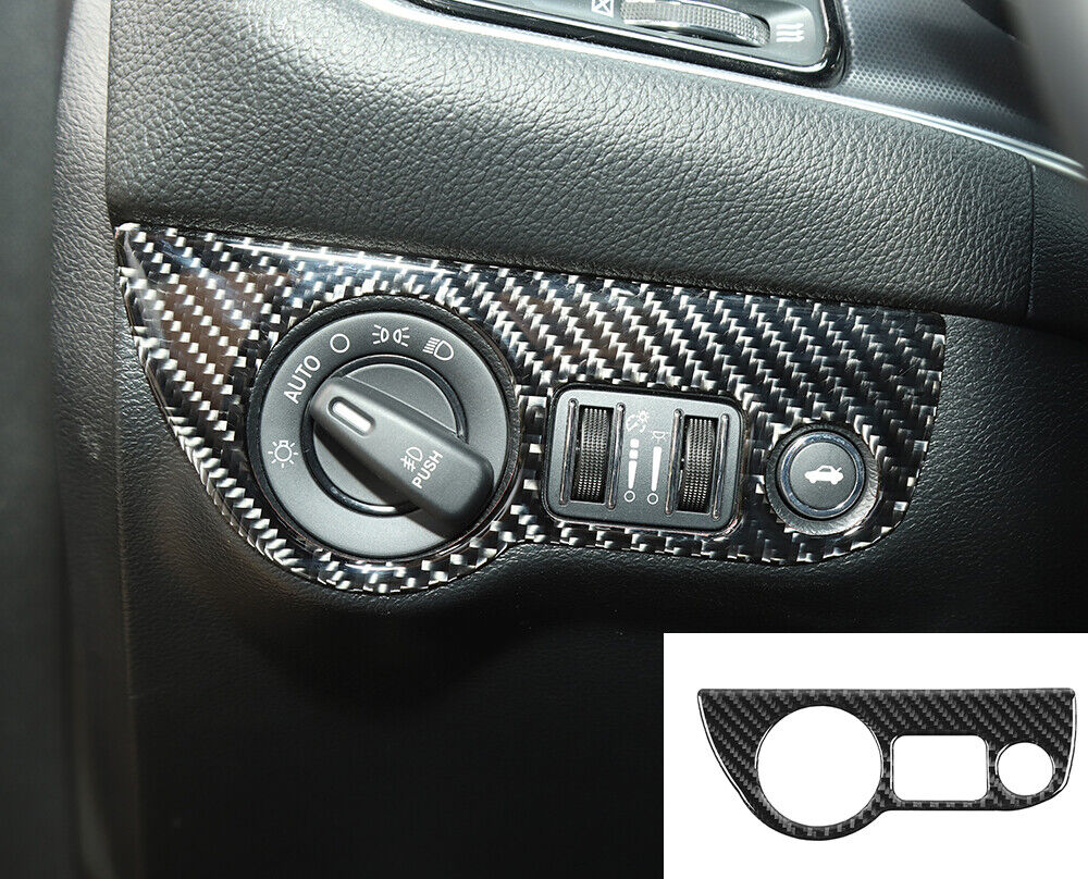 Real Carbon Fiber Headlight Switch Cover Trim for Dodge Charger/Challenger 2015+