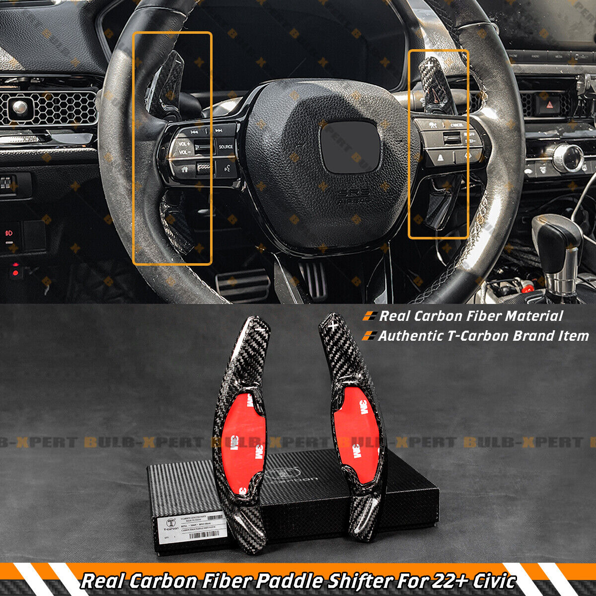 For 2022-2024 Honda Civic Carbon Fiber Steering Wheel Paddle Shifter Extension