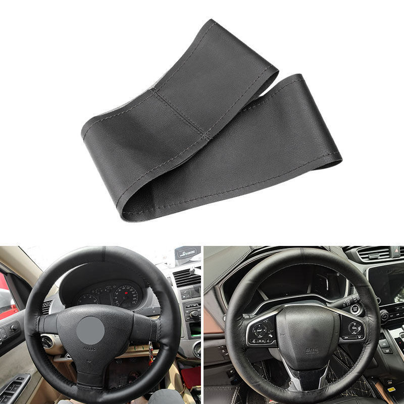 All Black Leather Steering Wheel Cover For Honda Civic Accord City CR-V Odyssey