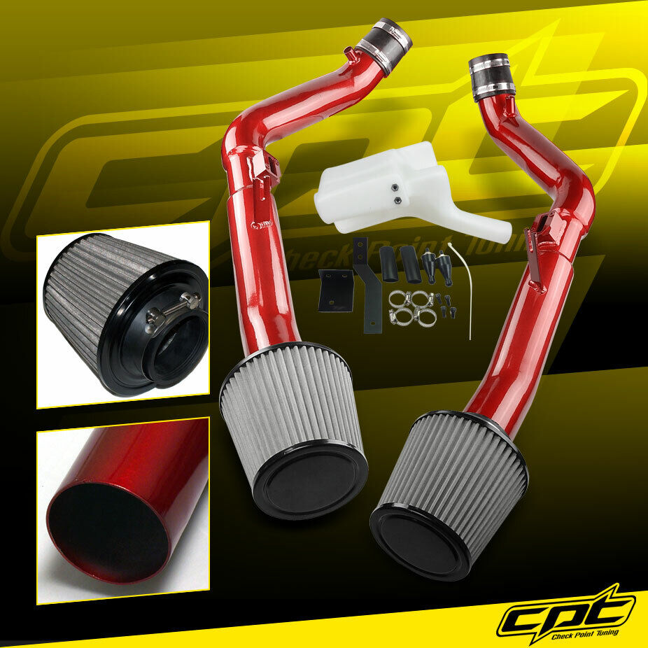 For 07-08 G35 4dr 3.5L V6 Red Cold Air Intake + Stainless Steel Air Filter