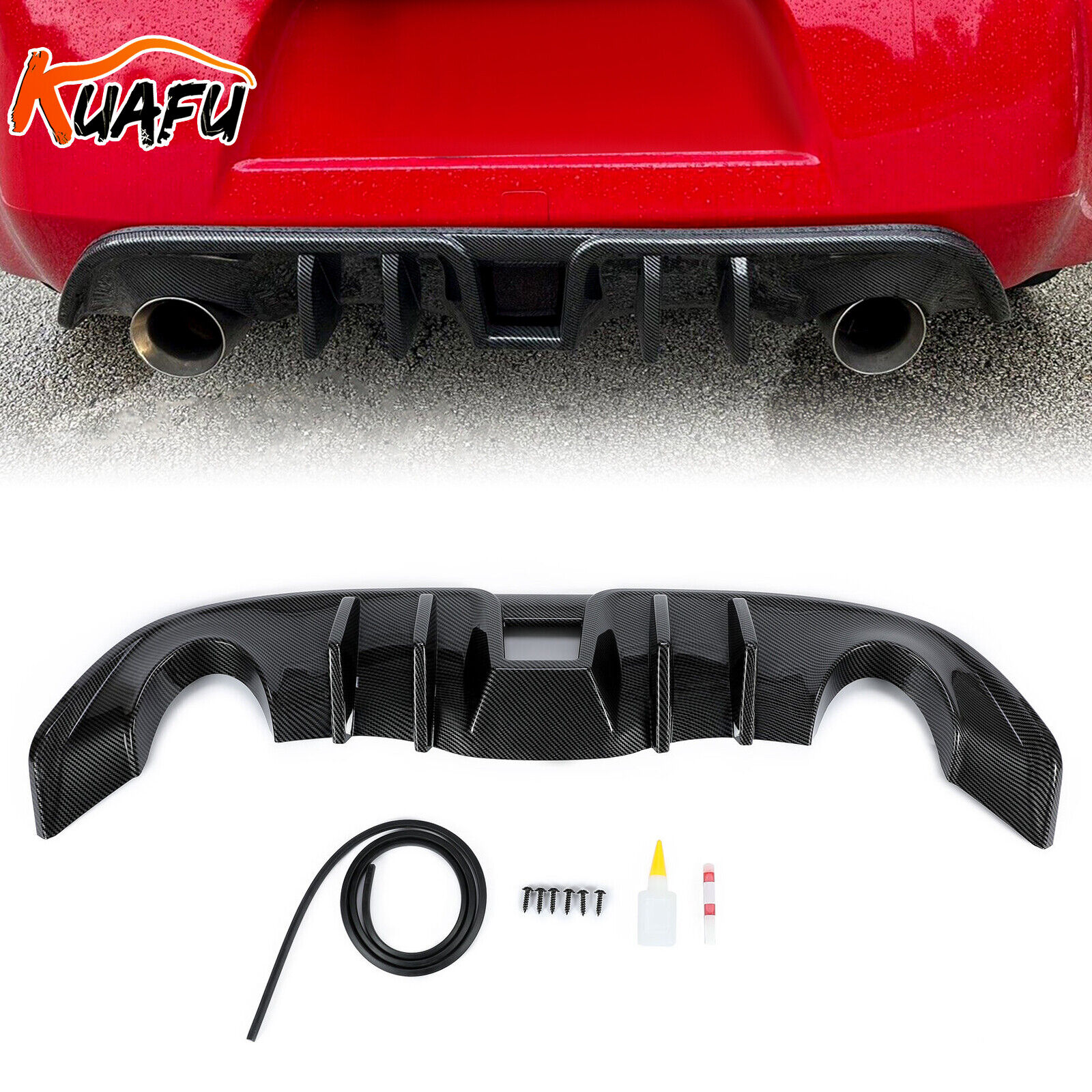 Carbon Look For Nissan 370Z Coupe 2009-2020 Rear Bumper Lip Valance Diffuser PP