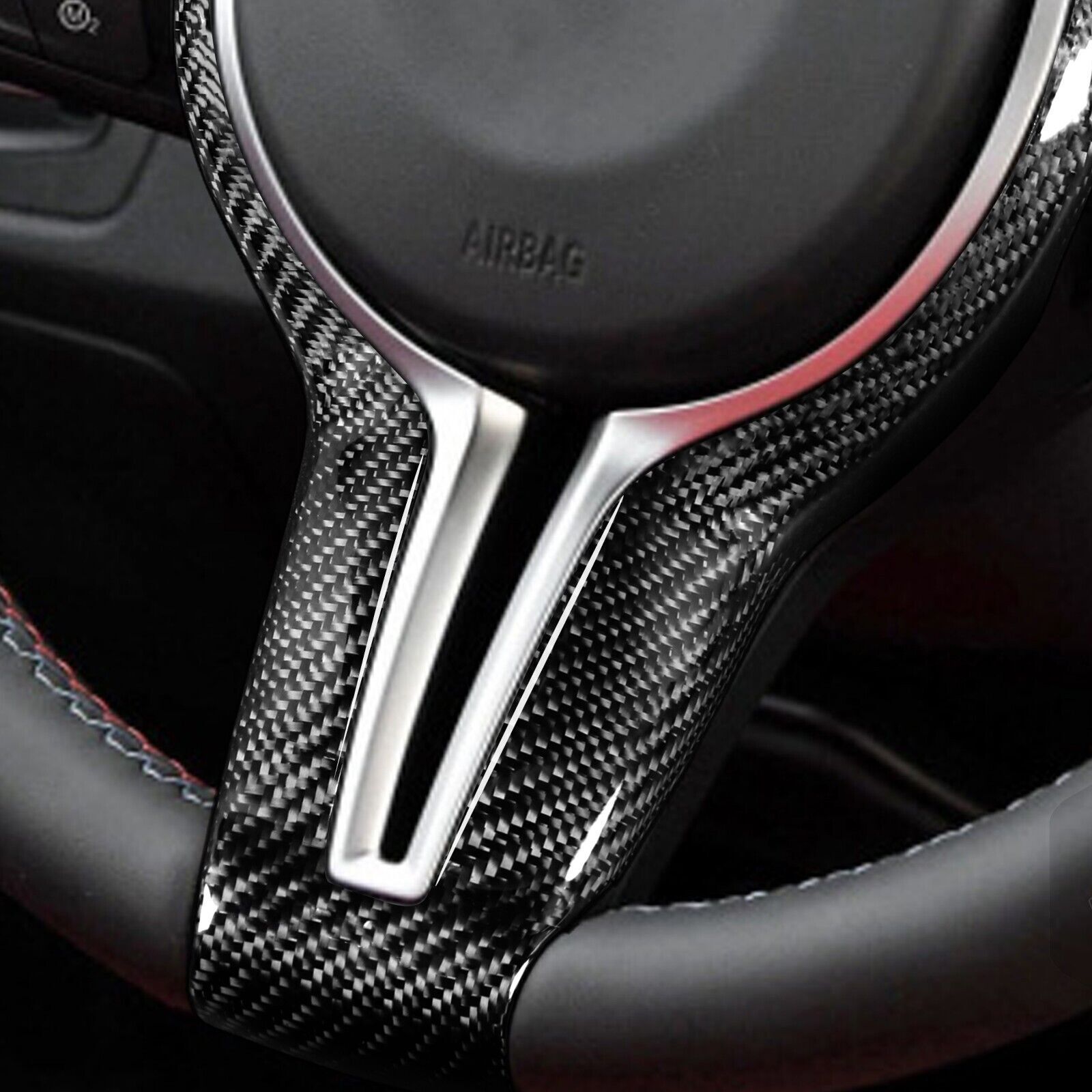 Real Carbon Fiber Steering Wheel For BMW M2 M3 M4 M5 F87 F80 F82 Trim Cover