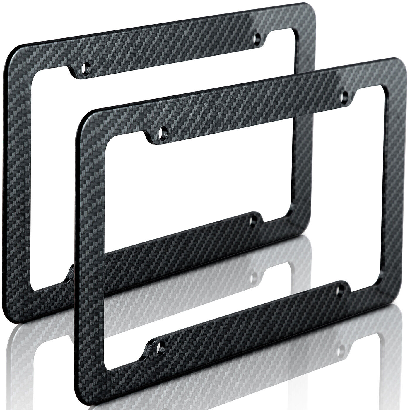 2pc Plastic Carbon Fiber Style OxGord License Plate Frames for Auto-Car-Truck