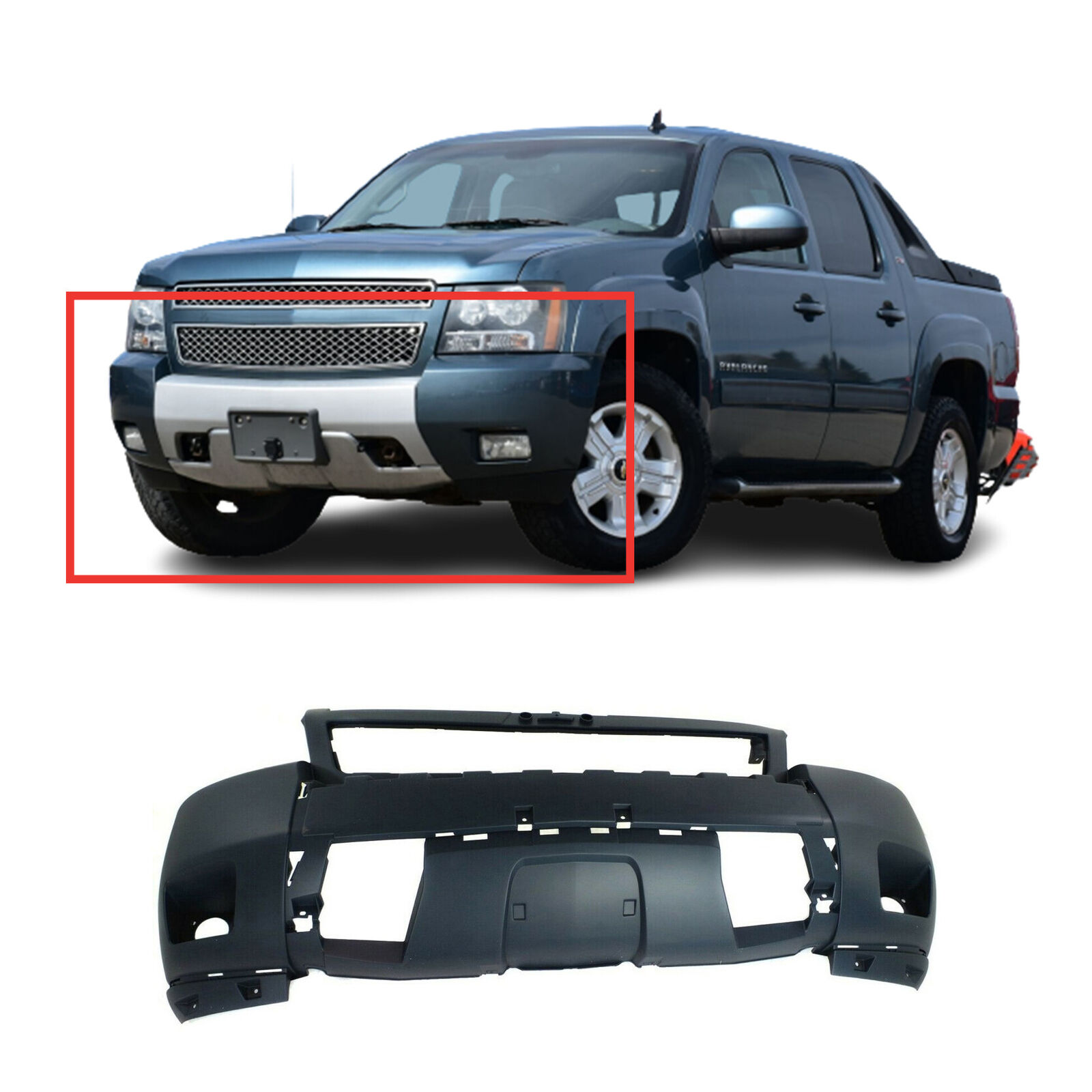 Front Bumper Cover For 2007 2010 Chevrolet Suburban 1500 2500 Tahoe Avalanche