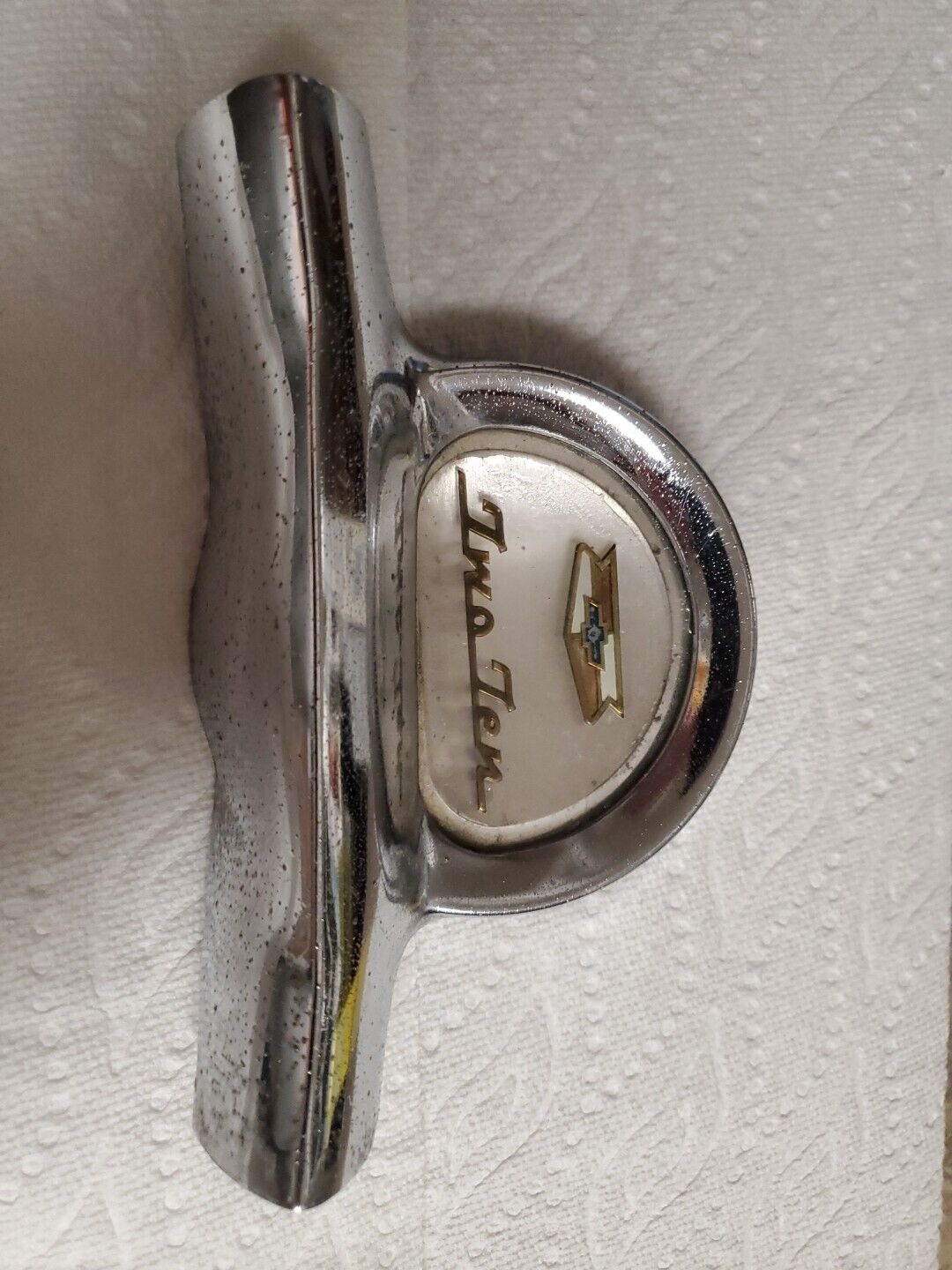 OEM Steering Wheel Chrome Horn Ring Emblem 1957 Chevy 210 Two Ten Patina