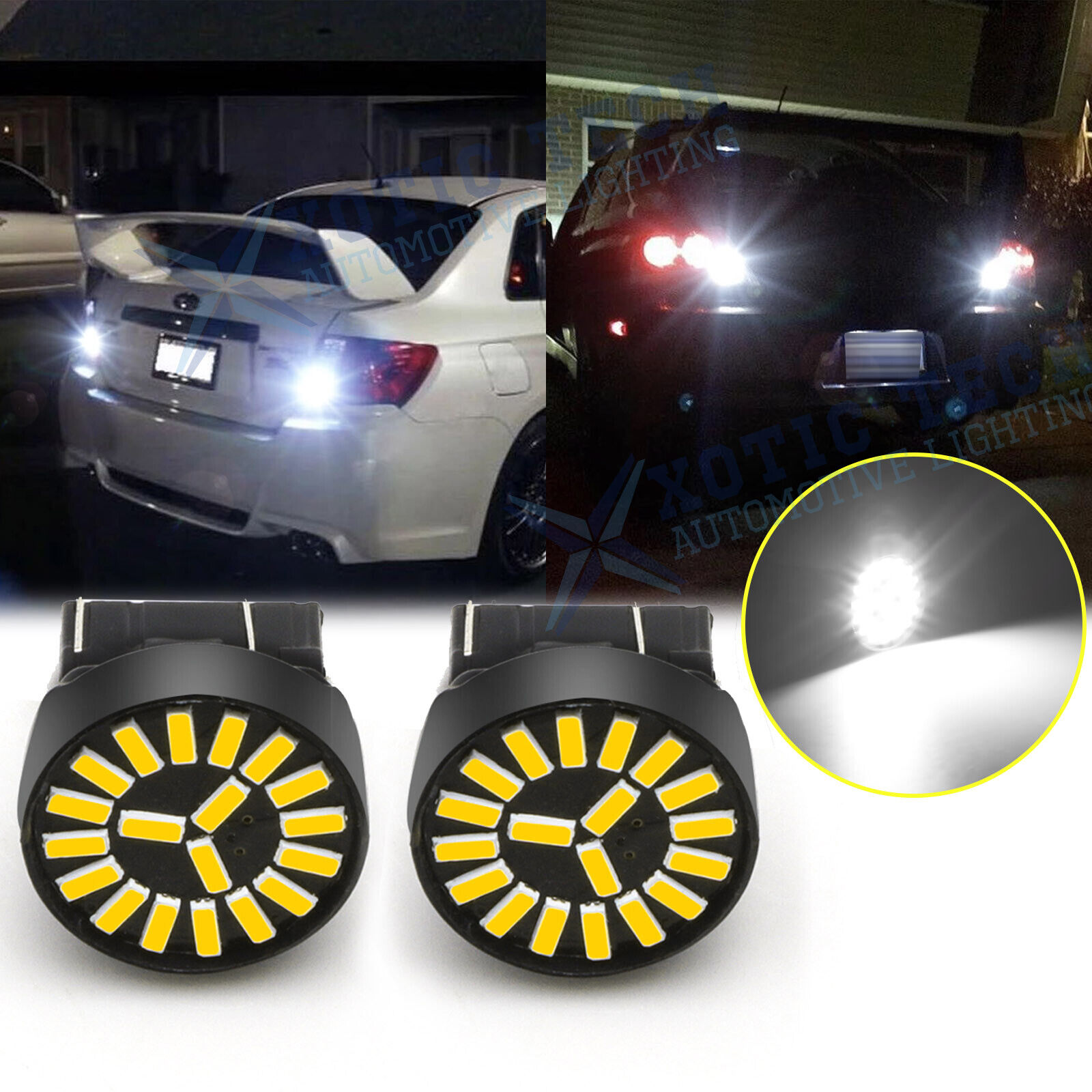 White 7440 7441 LED Back Up Reverse Light Bulbs For Honda Accord Civic Odyssey