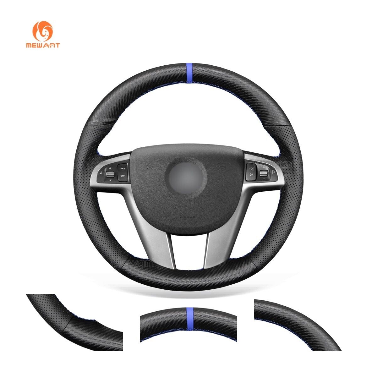 MEWANT PU Leather Carbon Fiber Steering Wheel Wrap for Holden Commodore Calais