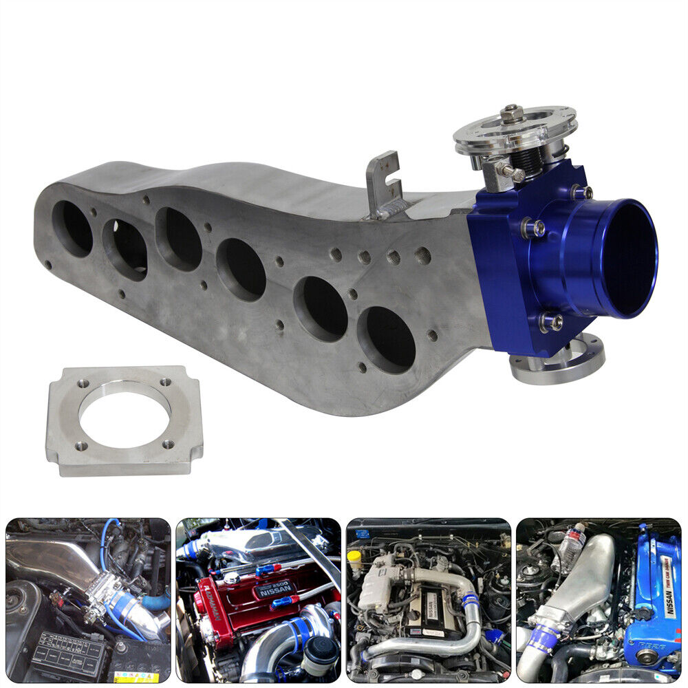 Intake Manifold + 65mm Throttle Body For Nissan Skyline RB20DET R32 GTS Blue