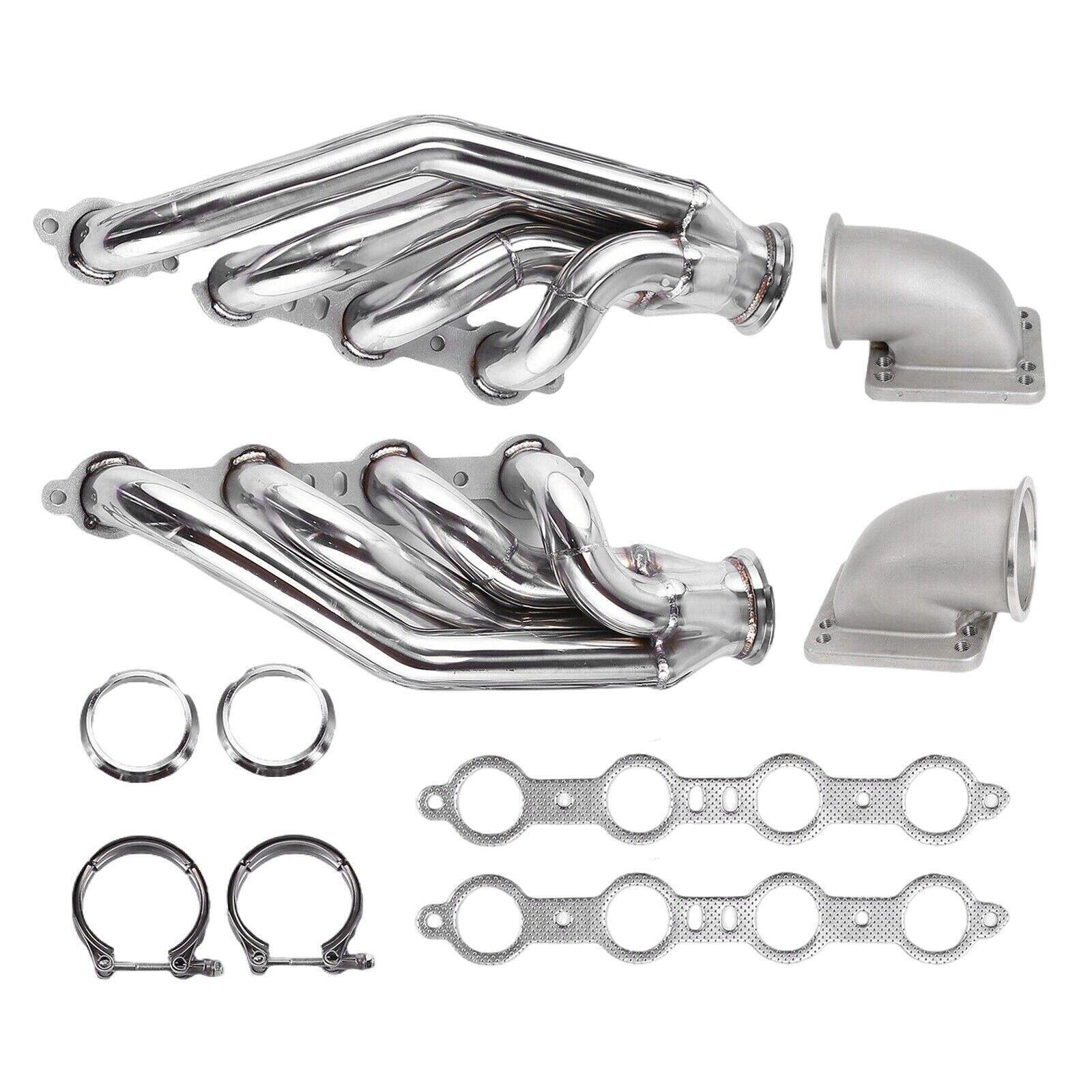 Turbo Exhaust Manifold&Headers Fit LS1 LS6 LSX GM V8+Elbows T3 T4 to 3.0\