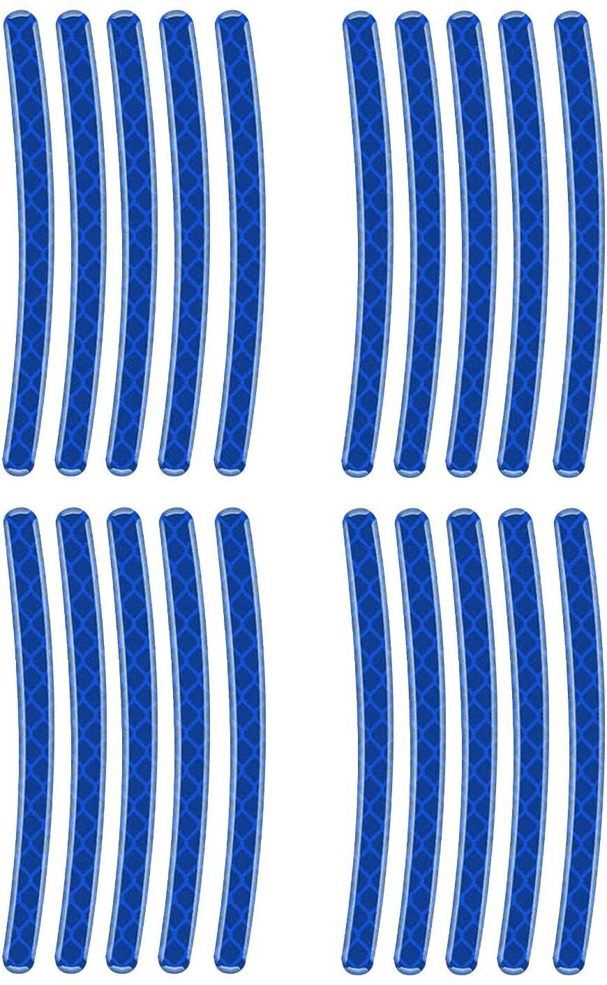 20Pcs Blue Car Motorcycle Wheel Hub Reflective Strip Sticker Safety Car Styling