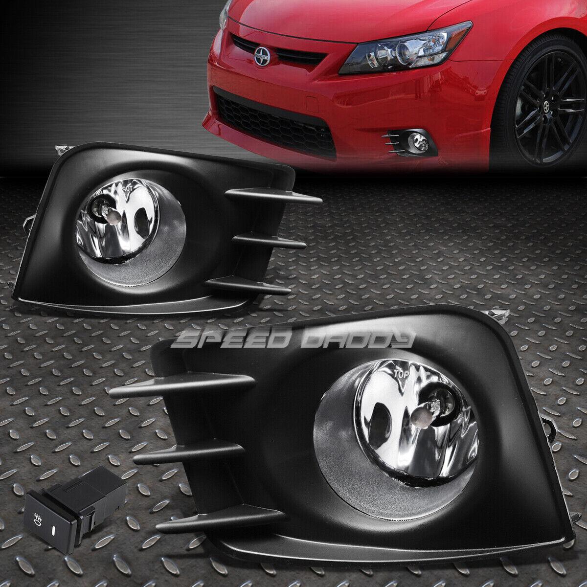 FOR 11-13 SCION TC CLEAR LENS BUMPER FOG LIGHT REPLACEMENT LAMP W/BEZEL+SWITCH