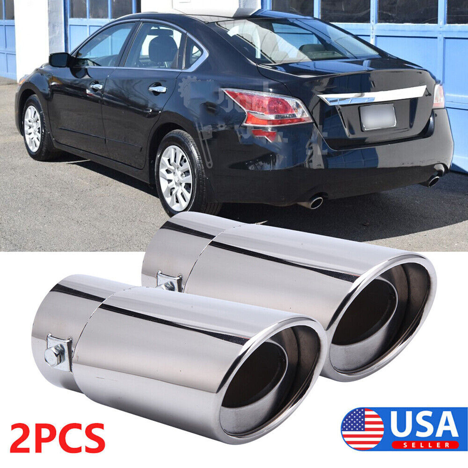 2PCS For Nissan Altima Rogue Exhaust Pipe Tip Rear Tail Muffler Stainless Steel
