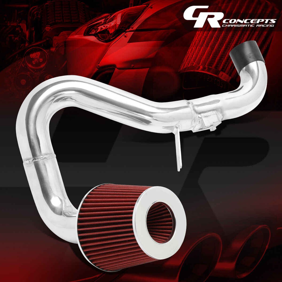 1PC ALUMINUM ENGINE COLD AIR INTAKE SYSTEM KIT+RED FILTER FOR 07-09 YARIS 1.5L