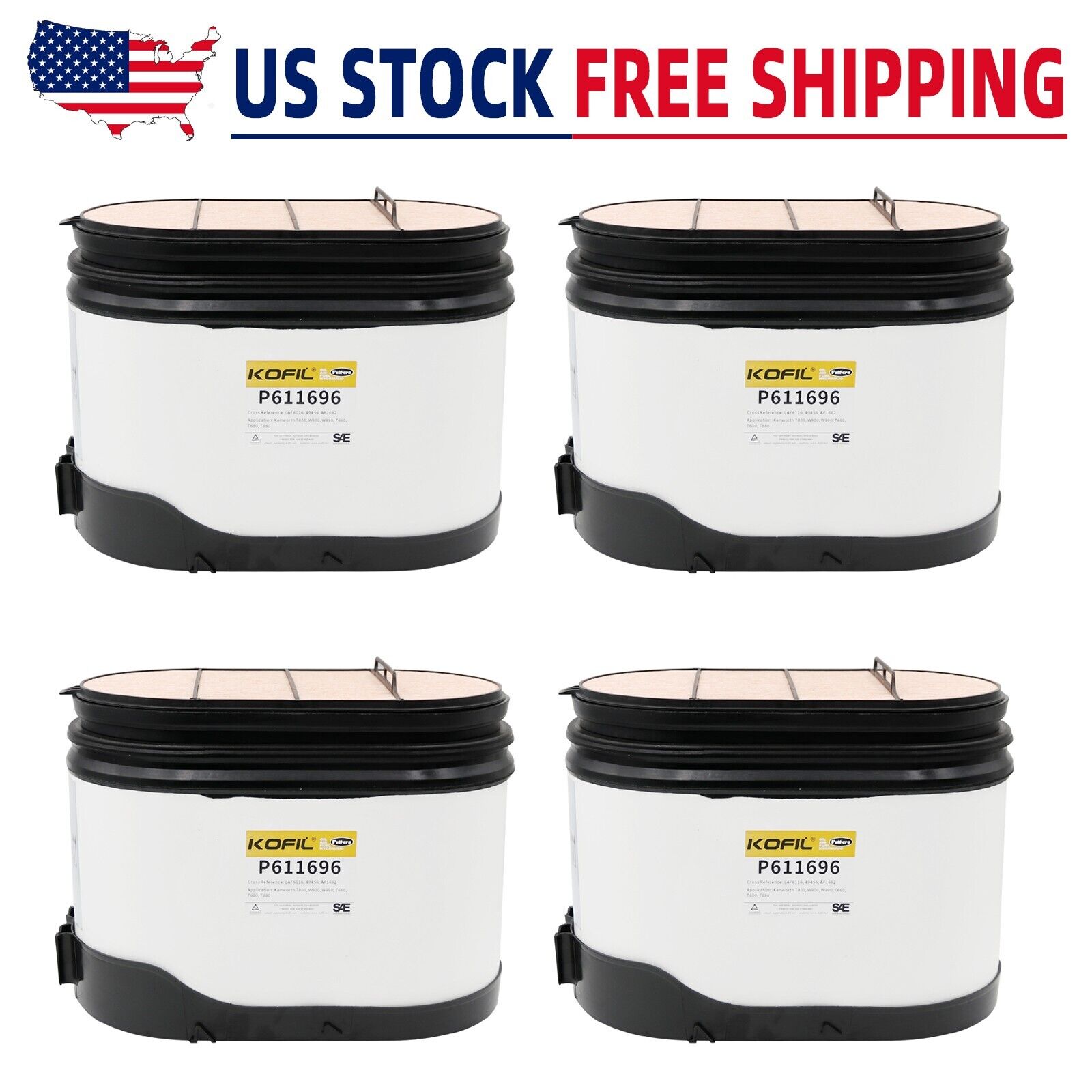 4PCS P611696 P621984 Air Filter for Select Kenworth T440 T660 T800 T800B T800HS