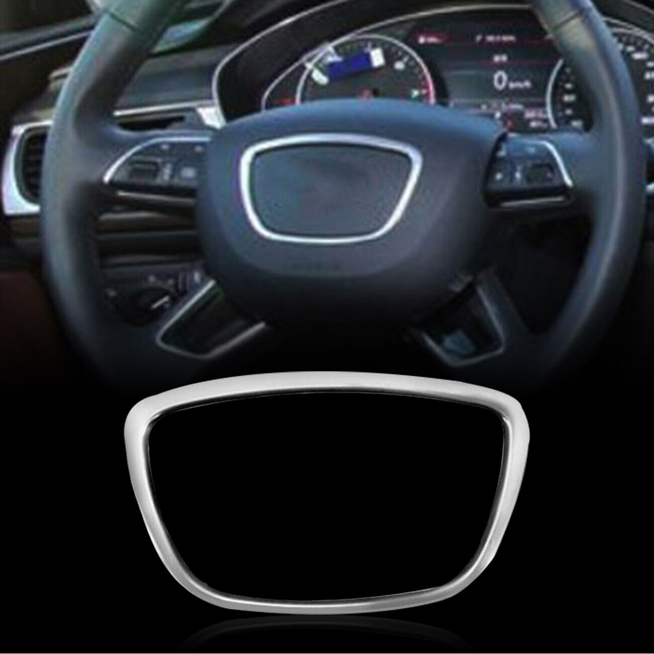 Silver Aluminum Alloy Steering Wheel Horn Emblem Ring Fits 12-18 A6 A8 Q5 Q7