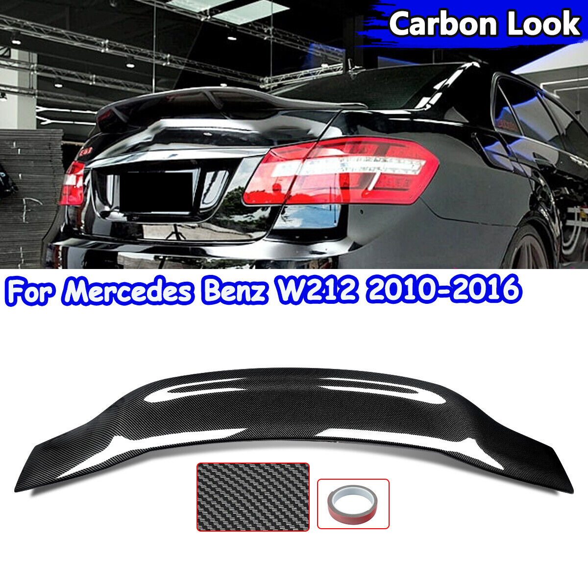 For Mercedes Benz W212 E350 E550 E63 AMG Rear Trunk Spoiler 2010-2016 CarbonLook