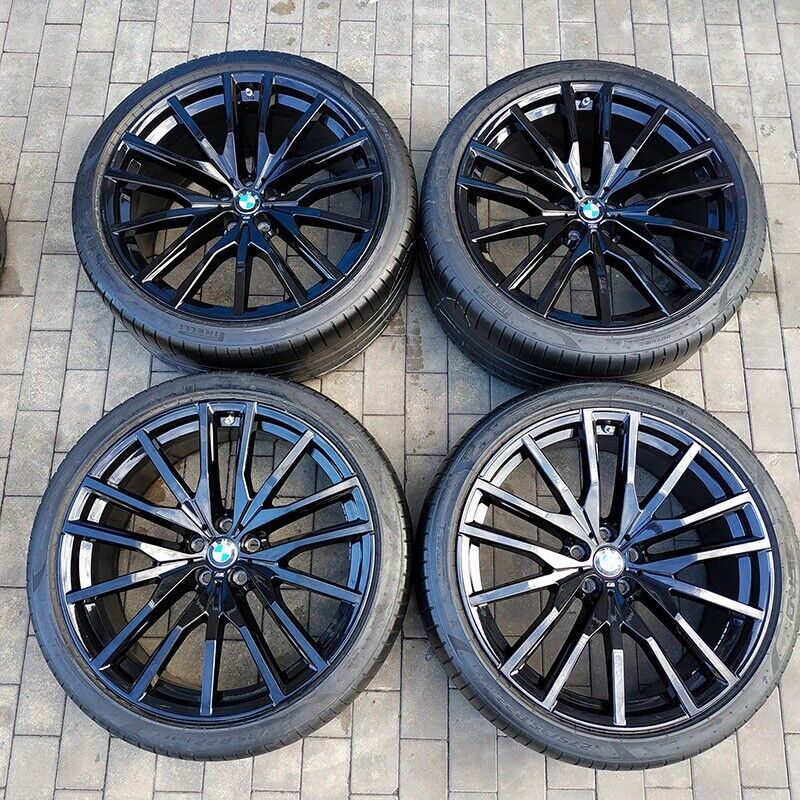 22 inch BMW Rims Wheels / Tires X5 X6 Black Factory G05 G06 OEM 742 M X5M X6m