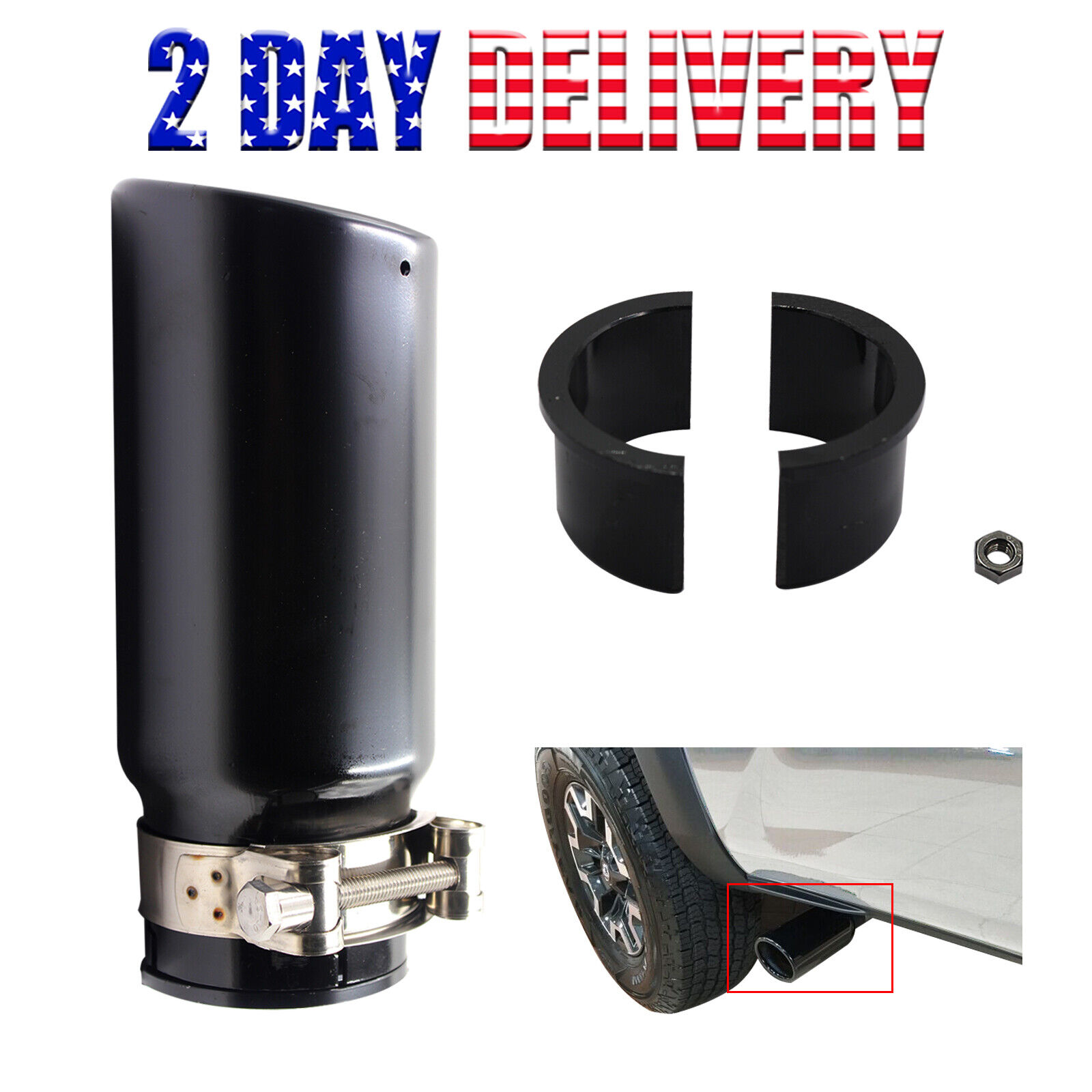 New Exhaust Tip Black Fit For 2005-2022 Toyota Tacoma PT932-35180-02 