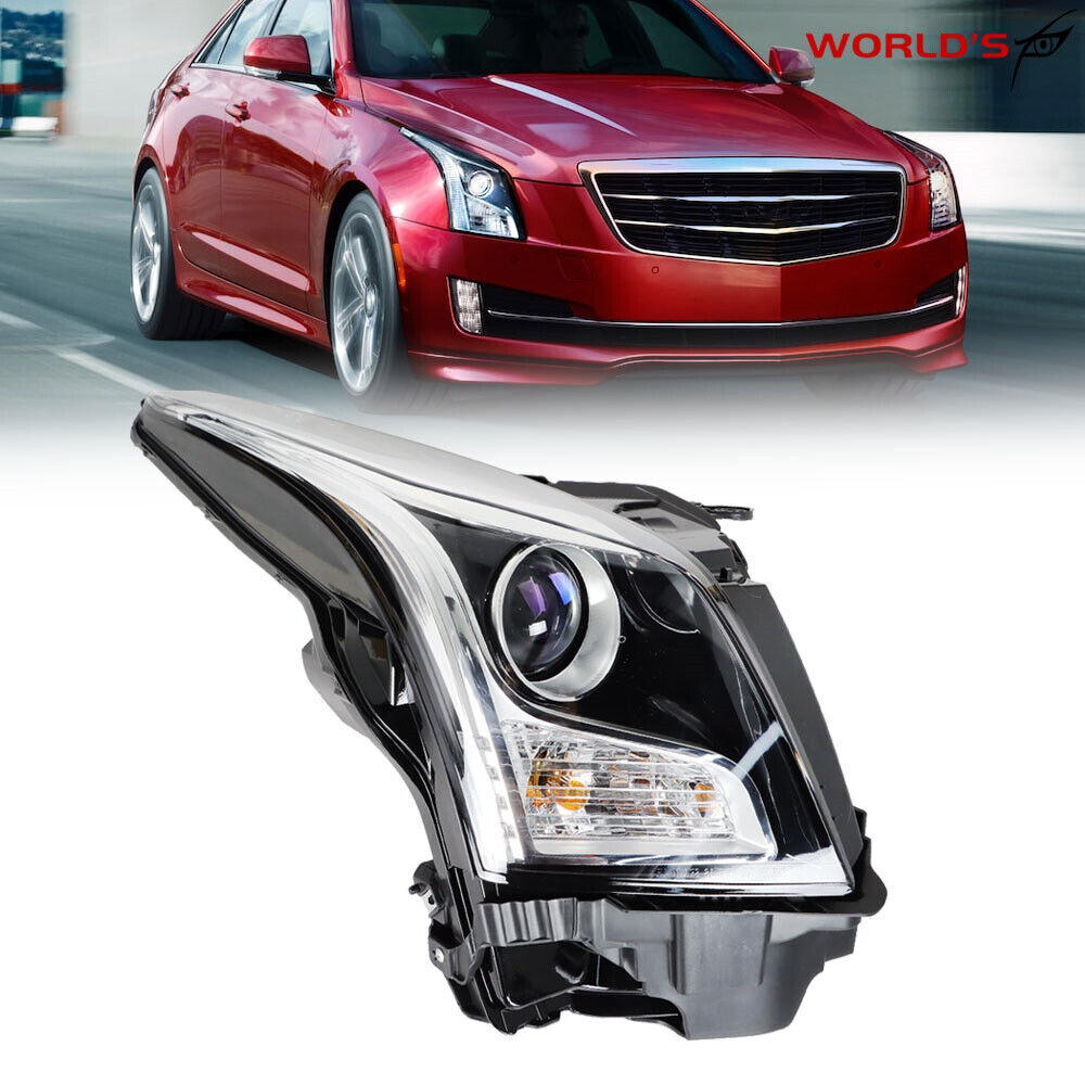 For 2013-2018 Cadillac ATS Halogen Projector Headlight Right Side Chrome Housing