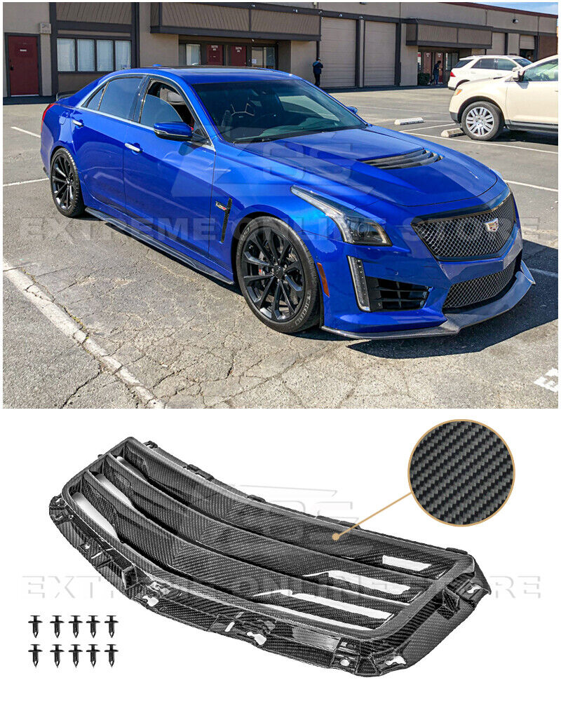 For 16-19 Cadillac CTS-V | GM Factory Style CARBON FIBER Hood Vent Louver Cover