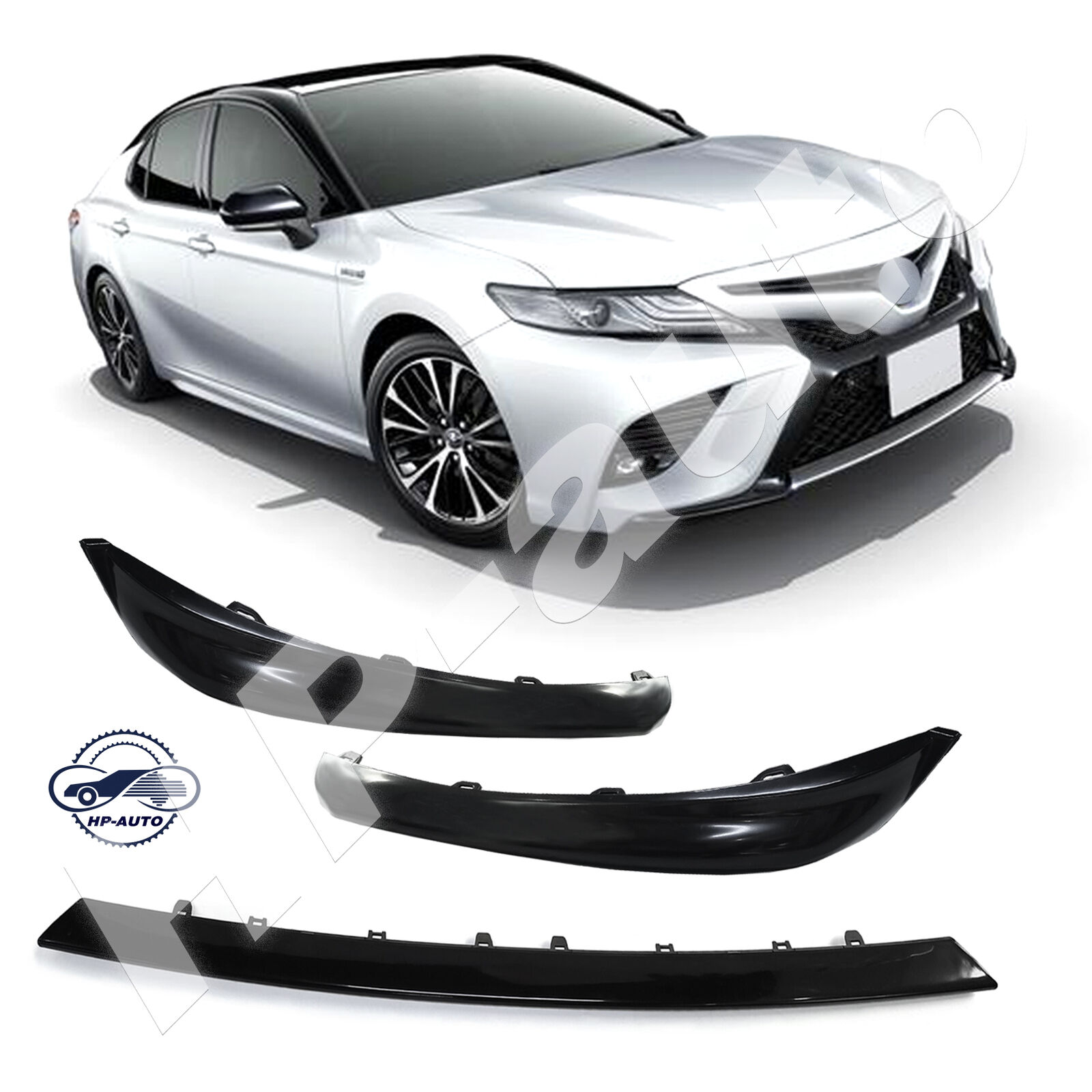 3Pcs For 2018-2020 Toyota Camry SE XSE Front Bumper Lower Grille Trim Molding
