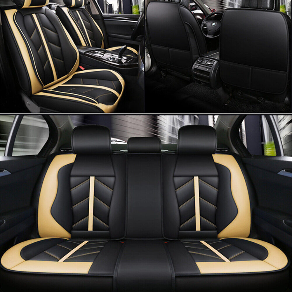 Car 5 Seat Covers Full Set Waterproof Leather Universal for Auto Sedan SUV Truck