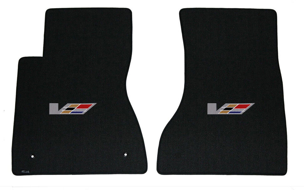NEW Black Floor Mats 2009 - 2014 Cadillac Sedan CTS V Series Flag logo Set of 2