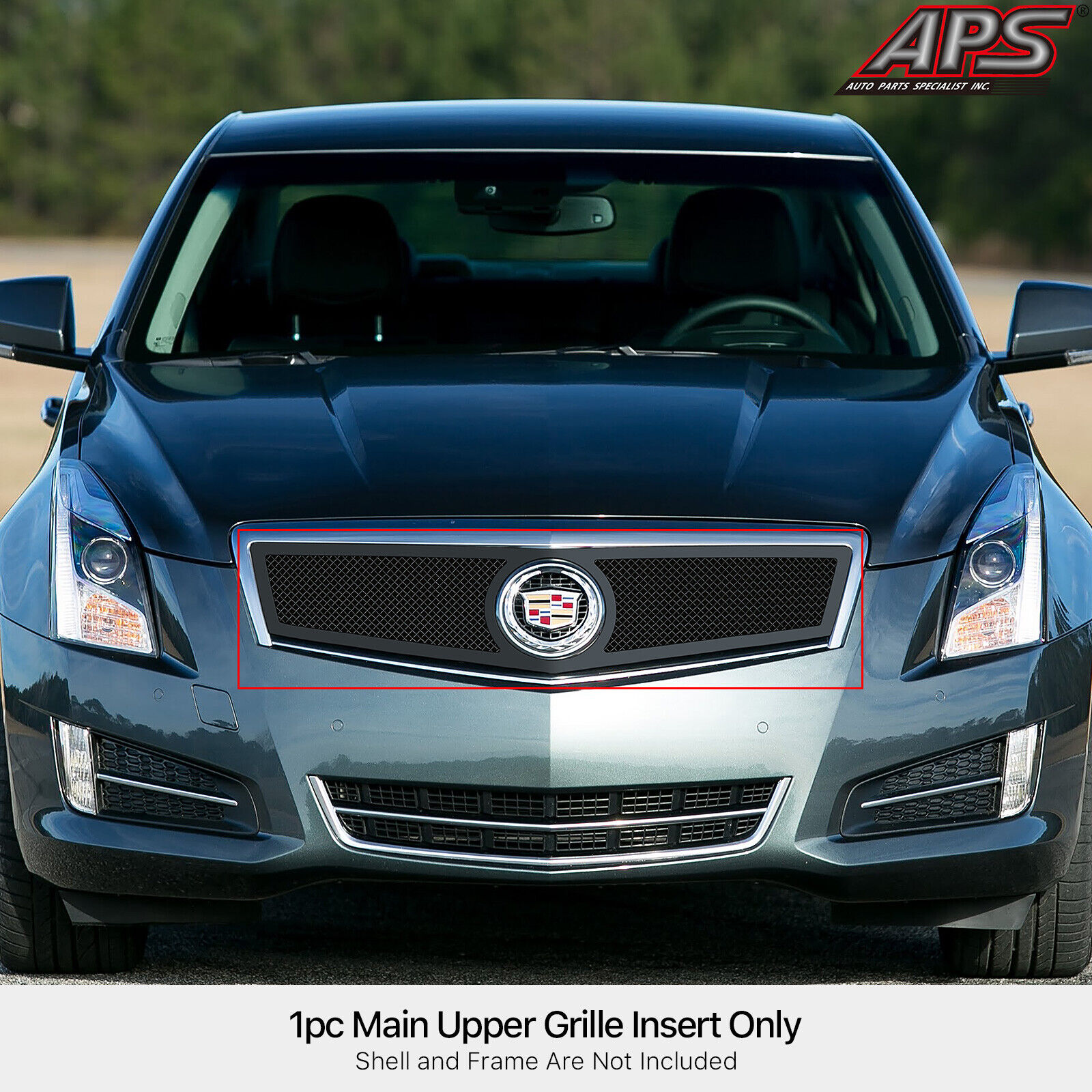 Fits 2013-2014 Cadillac ATS Logo Show Stainless Black Mesh Grille