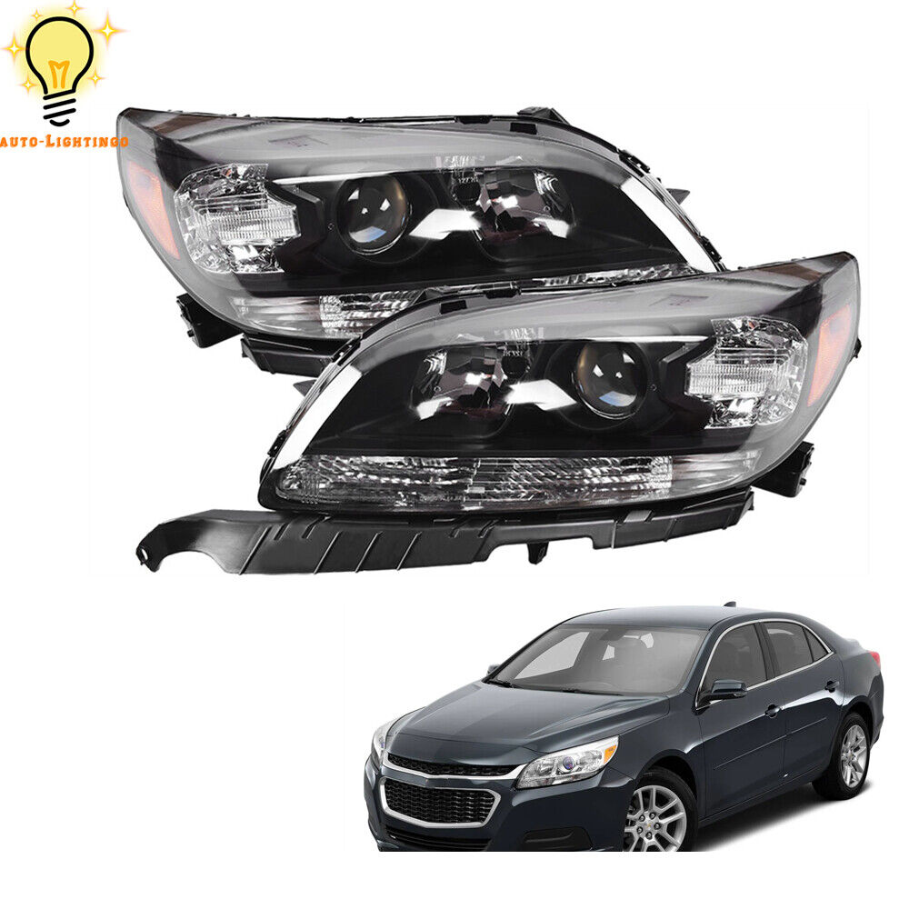 For 2013-2015 Chevy Malibu Left&Right Black Projector Headlights Headlamps