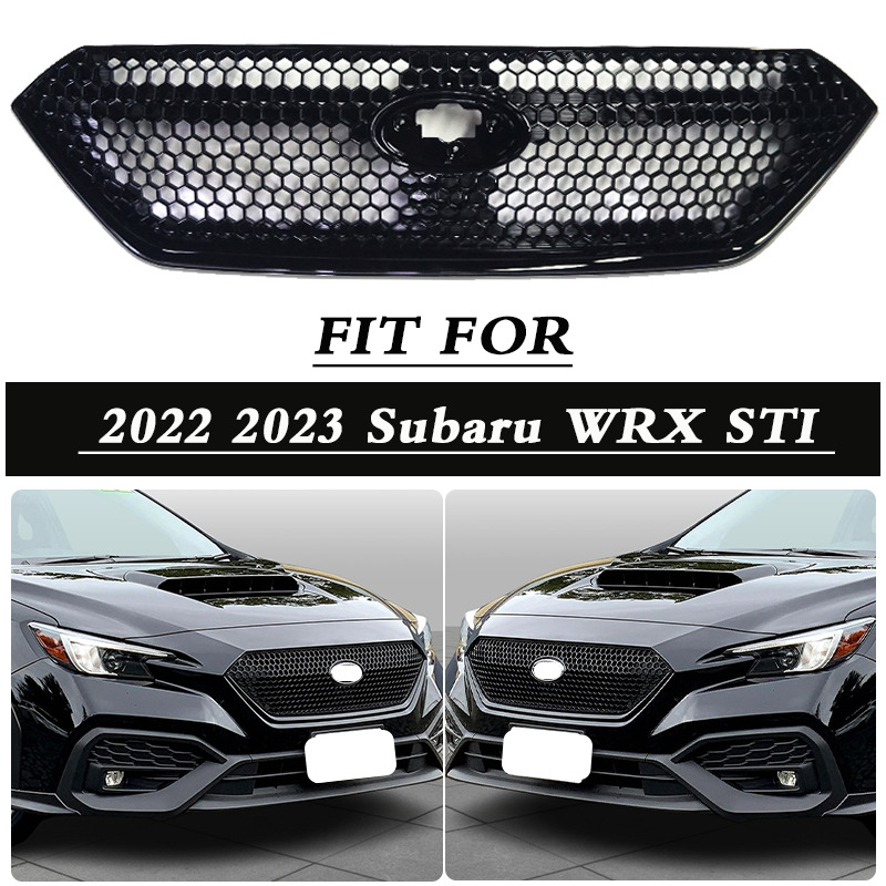 For 2022 2023 Subaru WRX VB Front Bumper Gloss Black Grille Assembly Sti Style