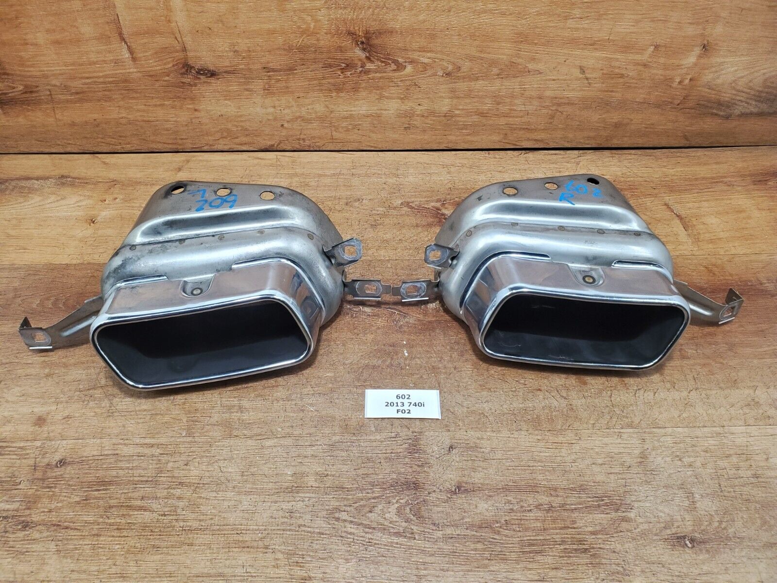 ✅10-15 OEM BMW F01 F02 740 Rear Left Right Tail Pipe Exhaust Muffler Tips Chrome