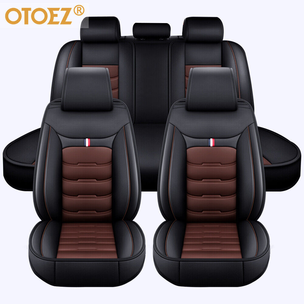 9pcs Car Seat Covers Set Full Surrounded Leather Universal Fit Vehicles Auto SUV