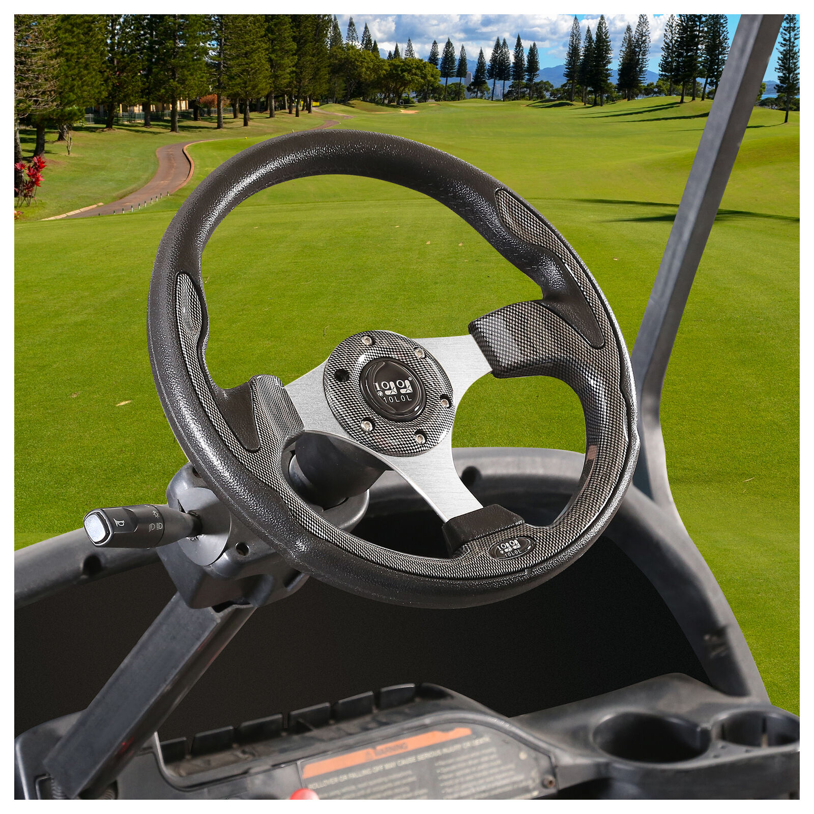 10L0L Golf Cart Steering Wheel & Black Hub Adapter for Club Car DS Gas Electric