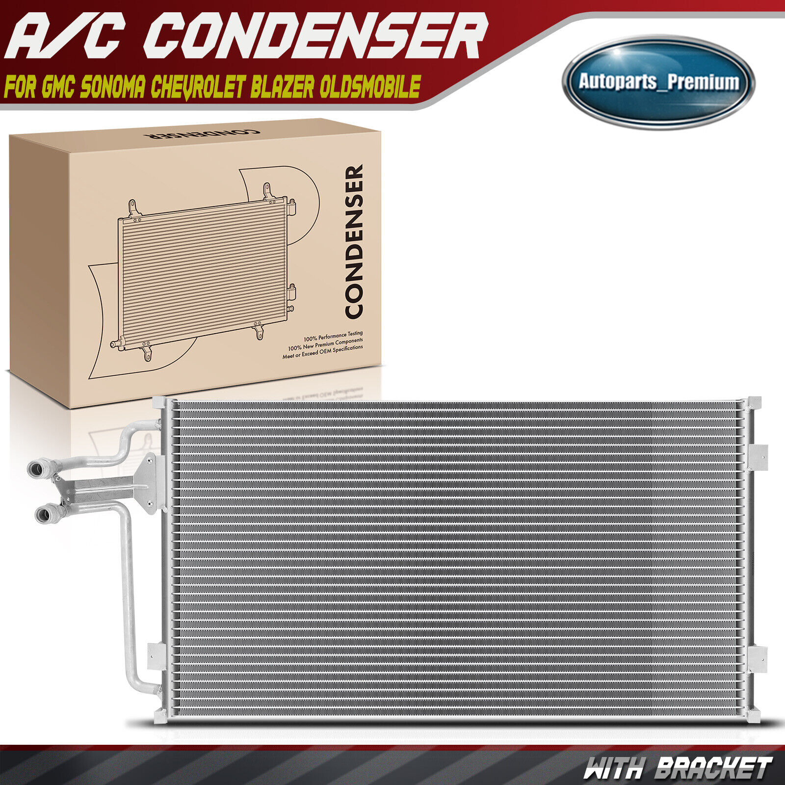 A/C Condenser with Bracket for Chevrolet Blazer 95-05 S10 GMC Jimmy Olds Bravada