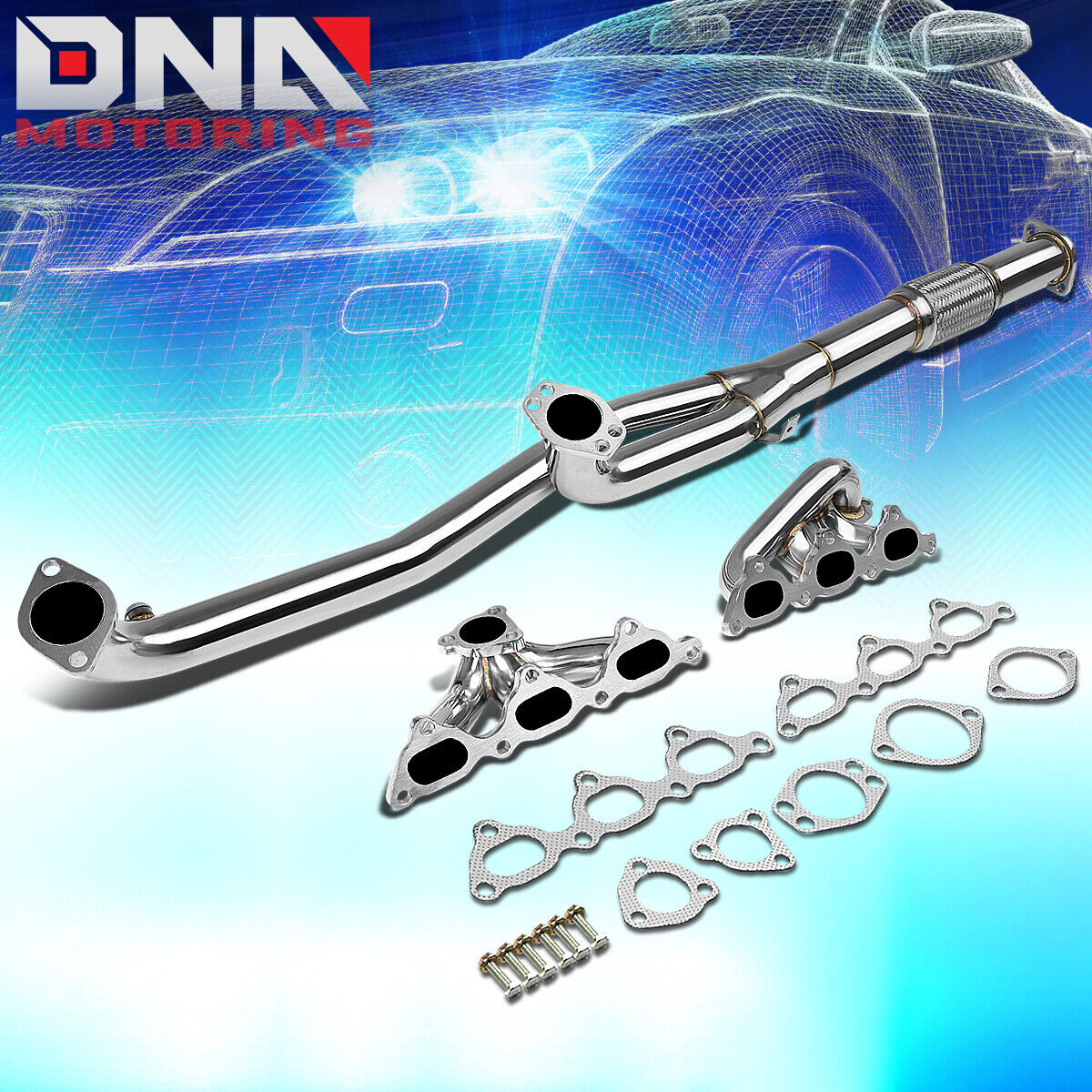 STAINLESS STEEL HEADER+DOWNPIPE FOR 91-99 MIT 3000GT GTO TURBO EXHAUST/MANIFOLD
