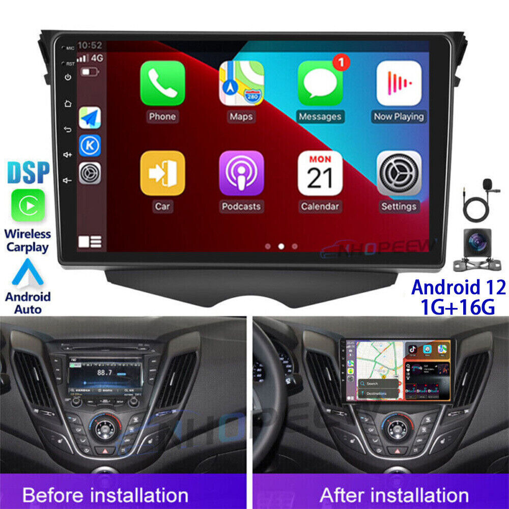 For 2011-2017 Hyundai Veloster Car Stereo Radio Android 12 GPS Navi CarPlay DSP