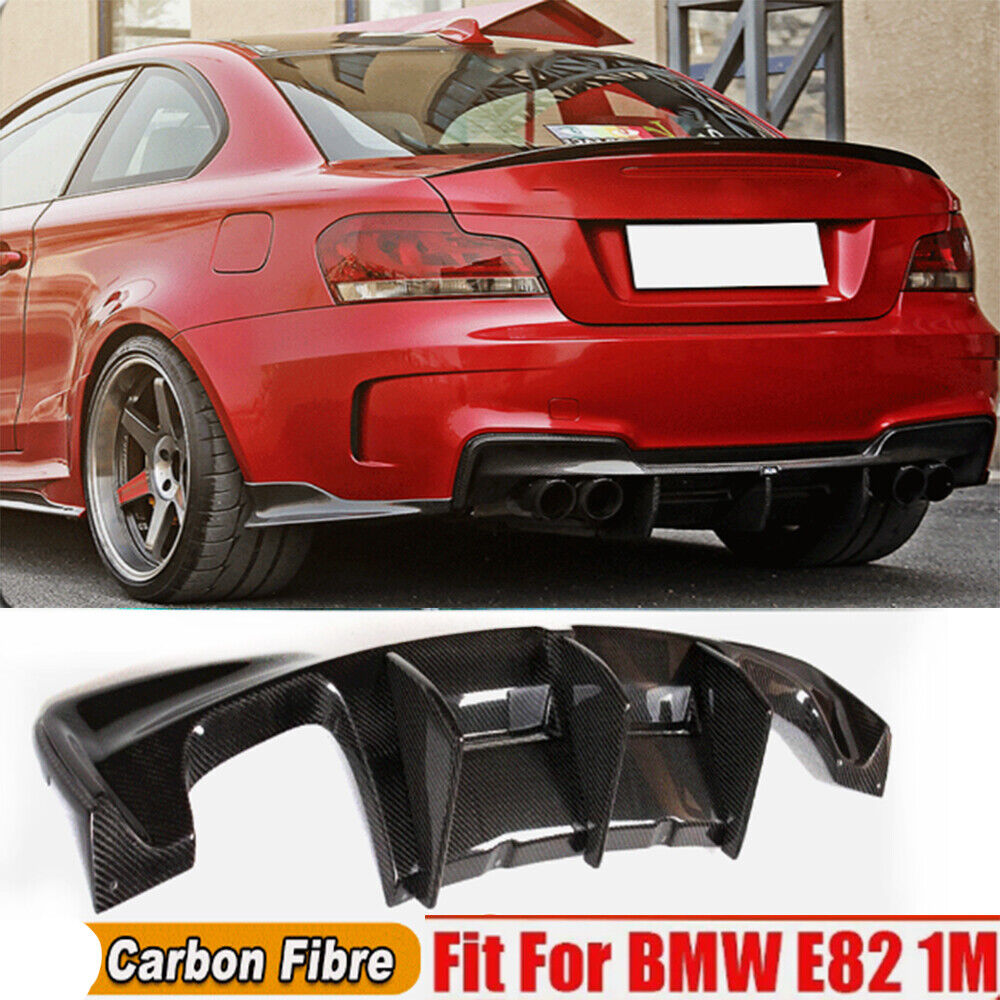 Fits REAL CARBON Rear Bumper Diffuser Spoiler for BMW 1Series E82M 1M Coupe11-16