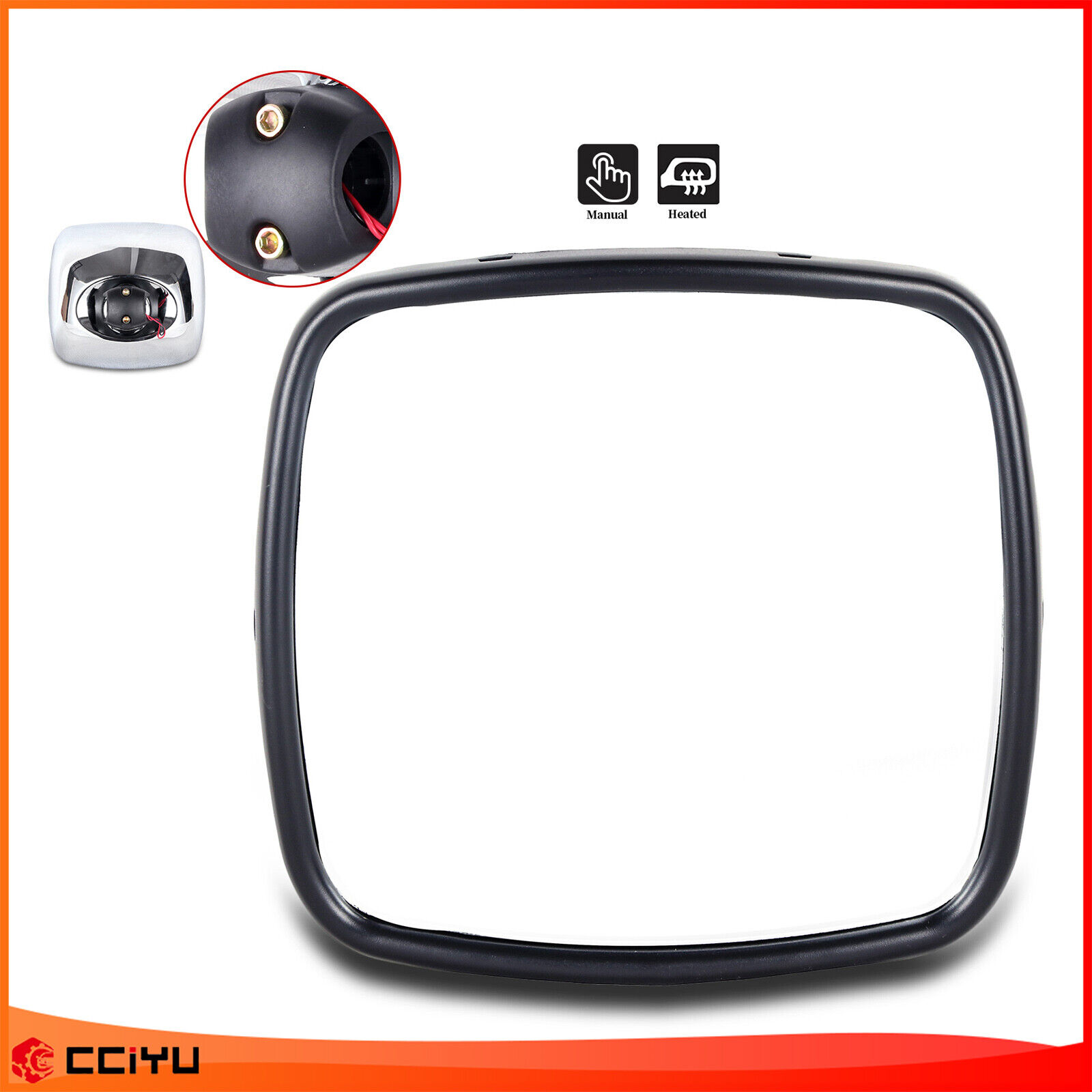 For Freightliner M2 Columbia 1PC Side View Wide Manual Heated Mirror