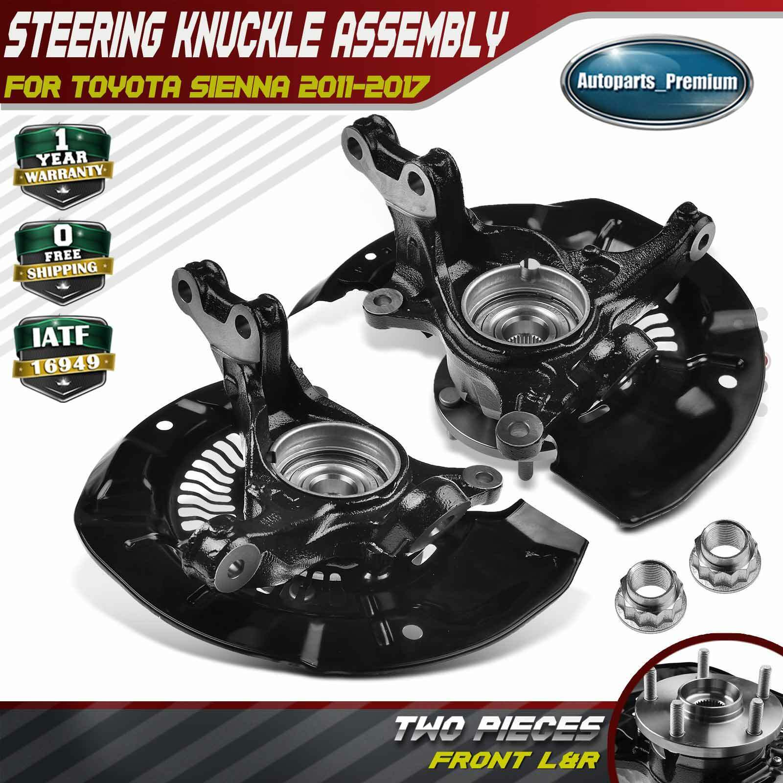 2pcs Front L & R Steering Knuckle & Wheel Hub Bearing Assembly for Toyota Sienna
