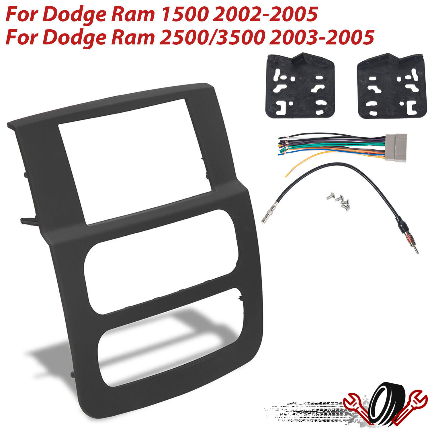 Stereo Radio Double Din Install Black Dash Panel Kit For 2002-05 Dodge Ram Truck