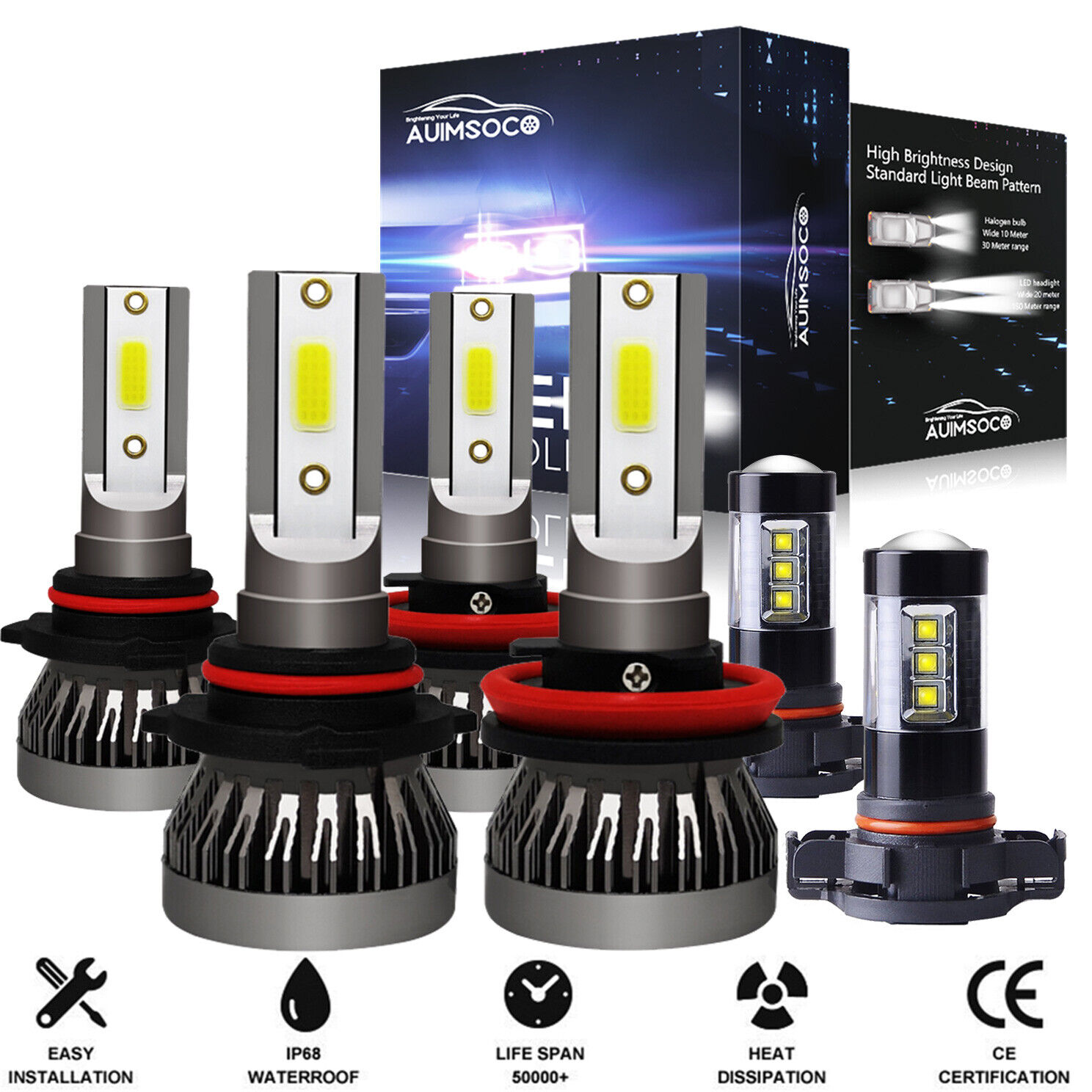 For 2007-2014 Chevy Tahoe 6x 6000K White LED Headlight + Fog Light Bulbs Kits