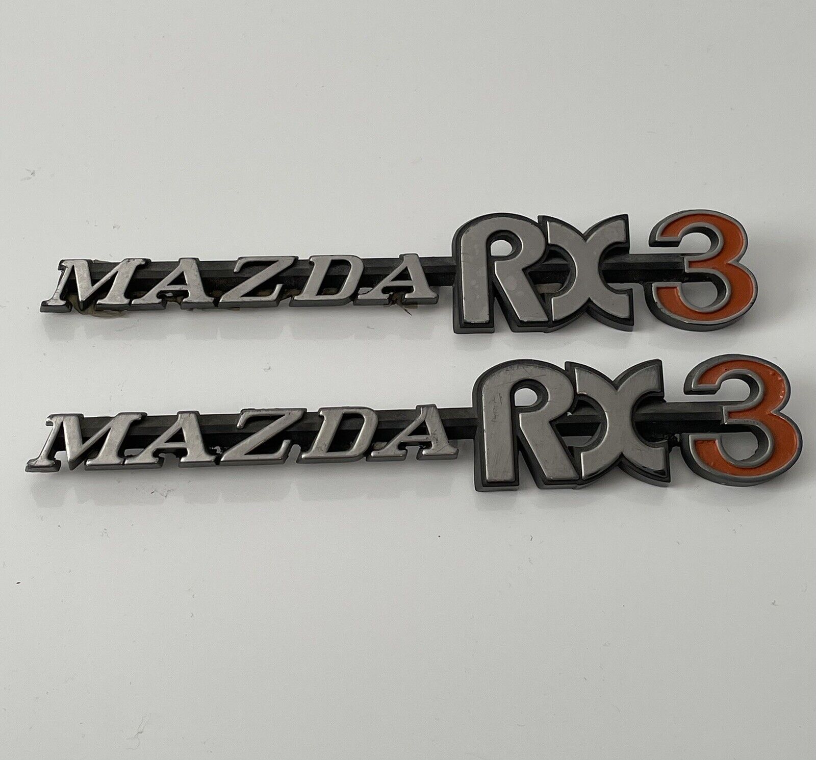 Original Mazda RX-3 Car Badge Emblem RX3 Savanna JDM Japanese, Lot Of 2