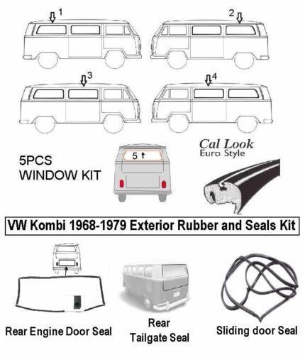 Rubber Seals Kit  Cal Look 8pcs Fit Baywindow Type 2 Bus T2 Camper