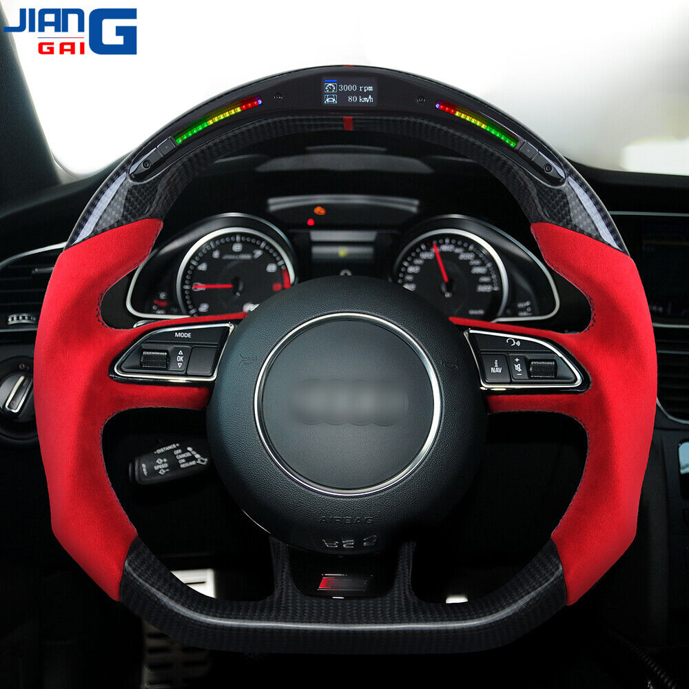 Carbon Fiber LED Alcantara Steering Wheel For 12-16 Audi S3 S4 S5 RS3 RS4 RS5 A3